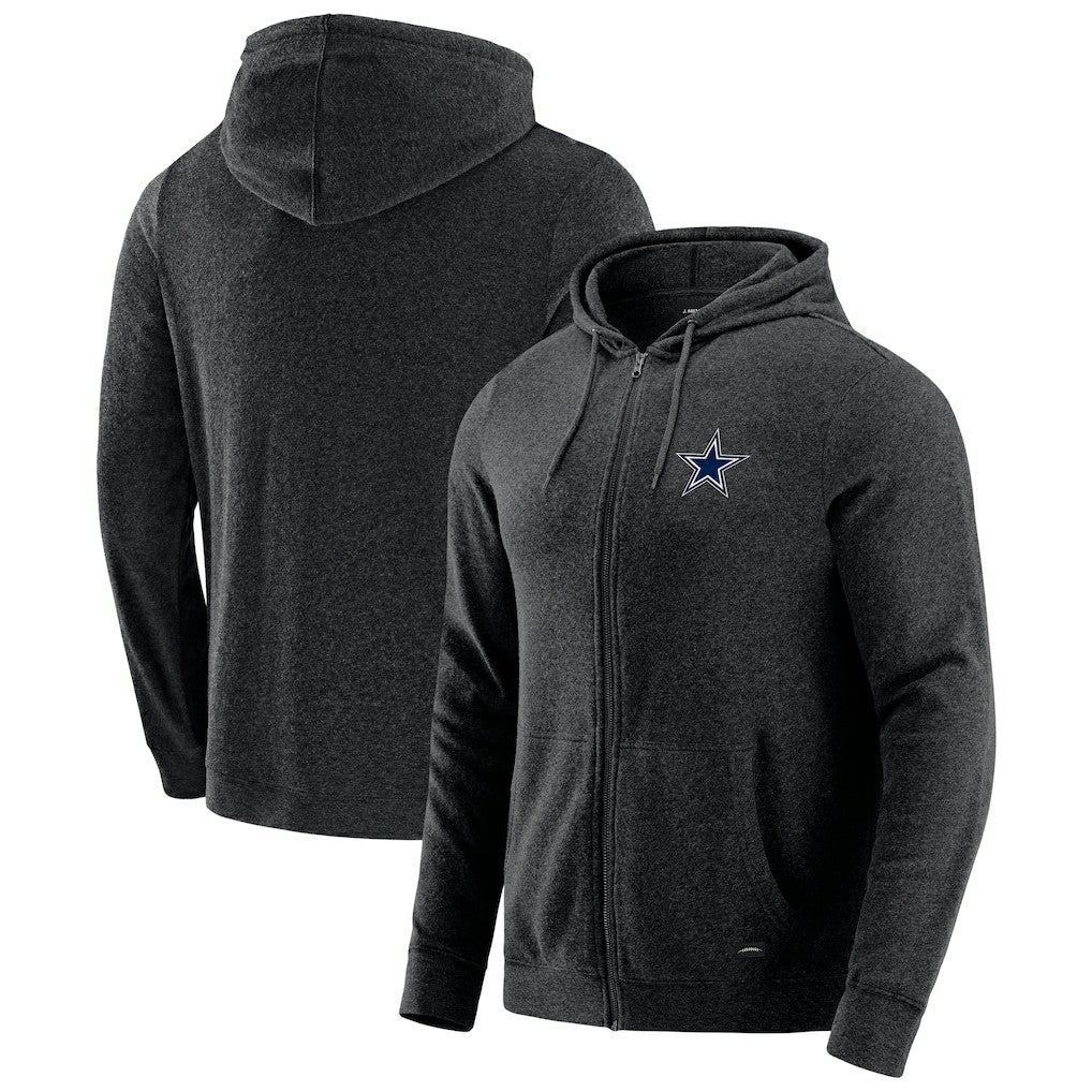 Dallas Cowboys J. Palmer Players Lounge Tri-Blend Full-Zip Hoodie Dark Heather Gray - NFL