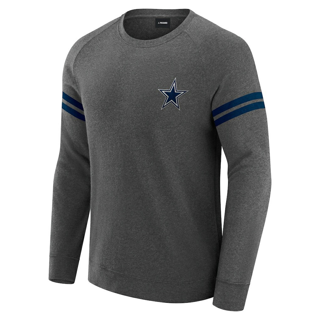 Dallas Cowboys J. Palmer Players Lounge Raglan Tri-Blend Sweatshirt Dark Heather Gray - NFL
