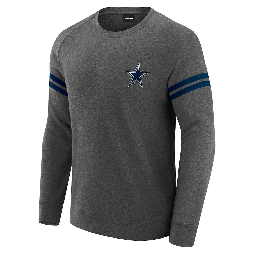 Dallas Cowboys J. Palmer Players Lounge Raglan Tri-Blend Sweatshirt Dark Heather Gray - NFL