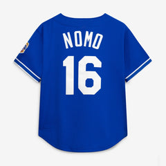Hideo Nomo Los Angeles Dodgers Mitchell & Ness Cooperstown Collection Mesh Batting Practice Button-Up Jersey Lifestyle
