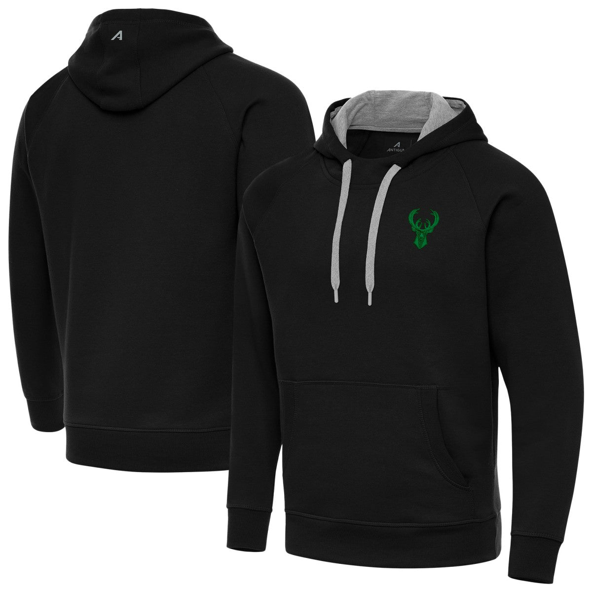NBA - Milwaukee Bucks Antigua St. Patrick's Day Victory Raglan Pullover Hoodie - Black