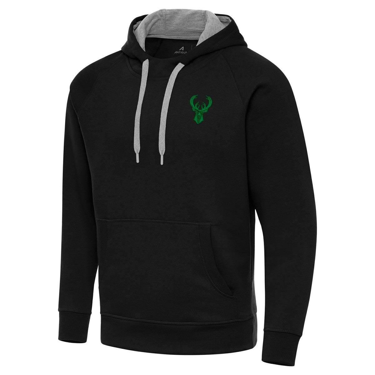 NBA - Milwaukee Bucks Antigua St. Patrick's Day Victory Raglan Pullover Hoodie - Black