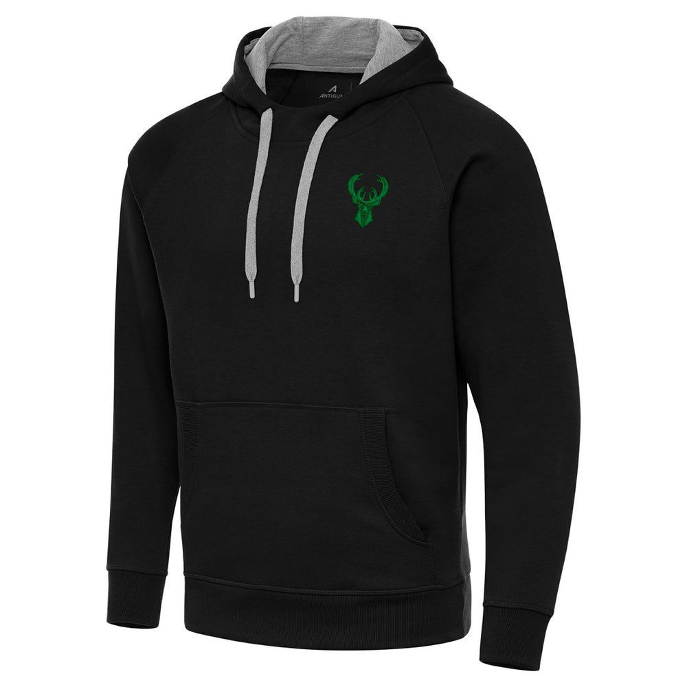 NBA - Milwaukee Bucks Antigua St. Patrick's Day Victory Raglan Pullover Hoodie - Black