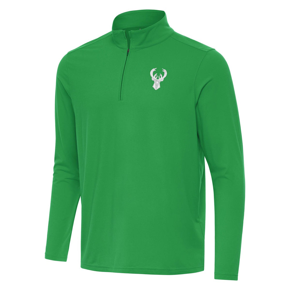 NBA - Milwaukee Bucks Antigua St. Patrick's Day Intent Quarter-Zip Jacket - Kelly Green