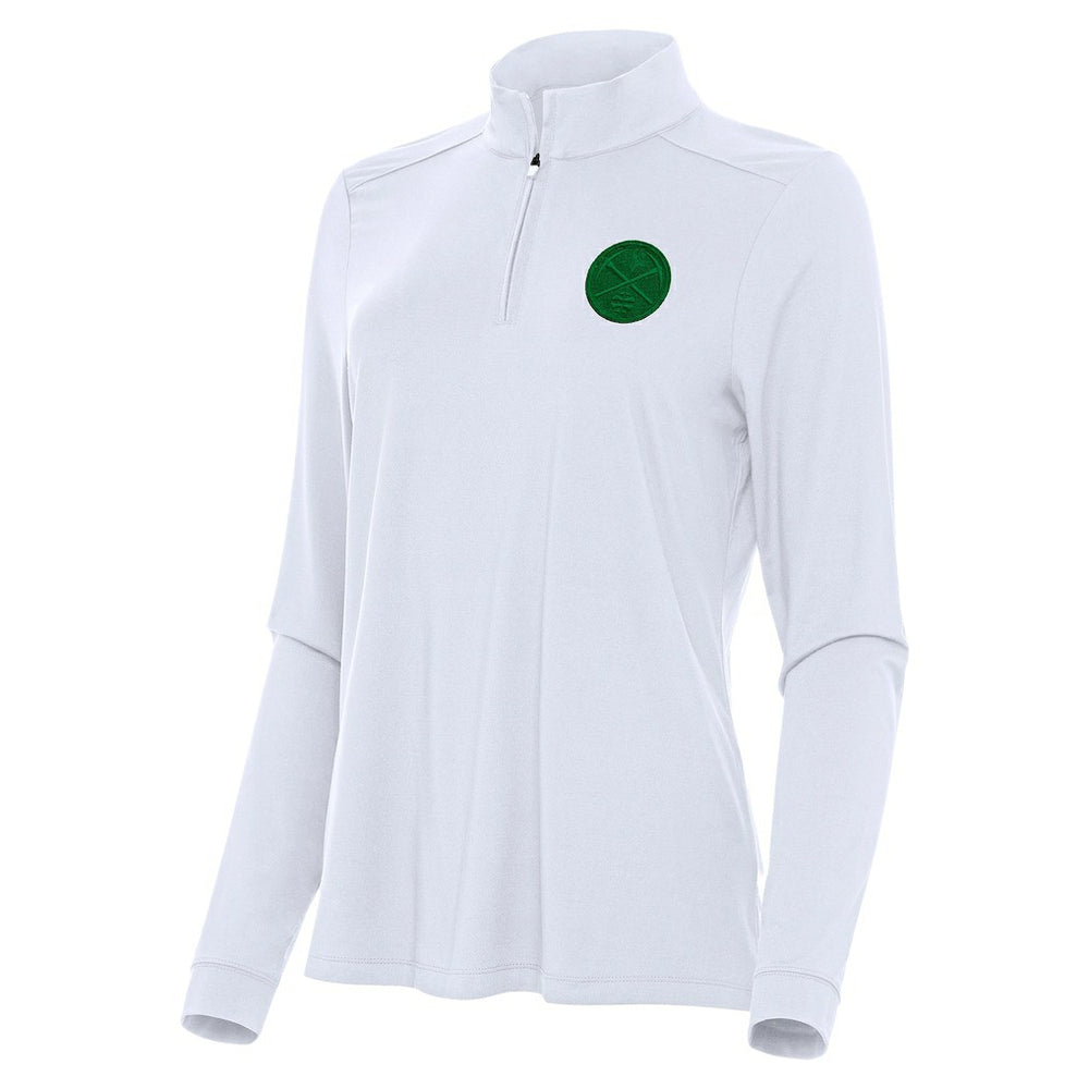 NBA - Denver Nuggets Antigua Women's St. Patrick's Day Intent Quarter-Zip Top - White