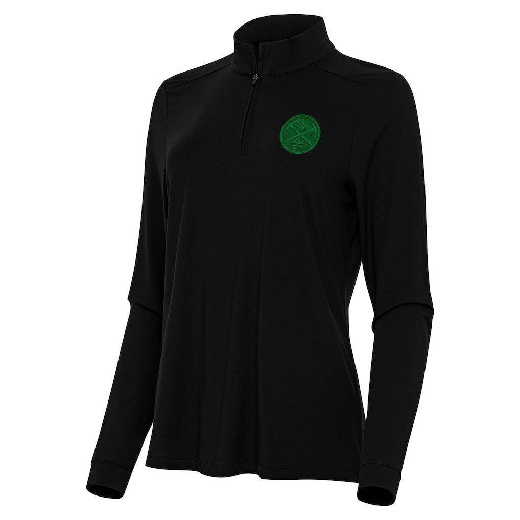 NBA - Denver Nuggets Antigua Women's St. Patrick's Day Intent Quarter-Zip Top - Black