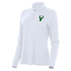 NBA - Milwaukee Bucks Antigua Women's St. Patrick's Day Intent Quarter-Zip Top - White