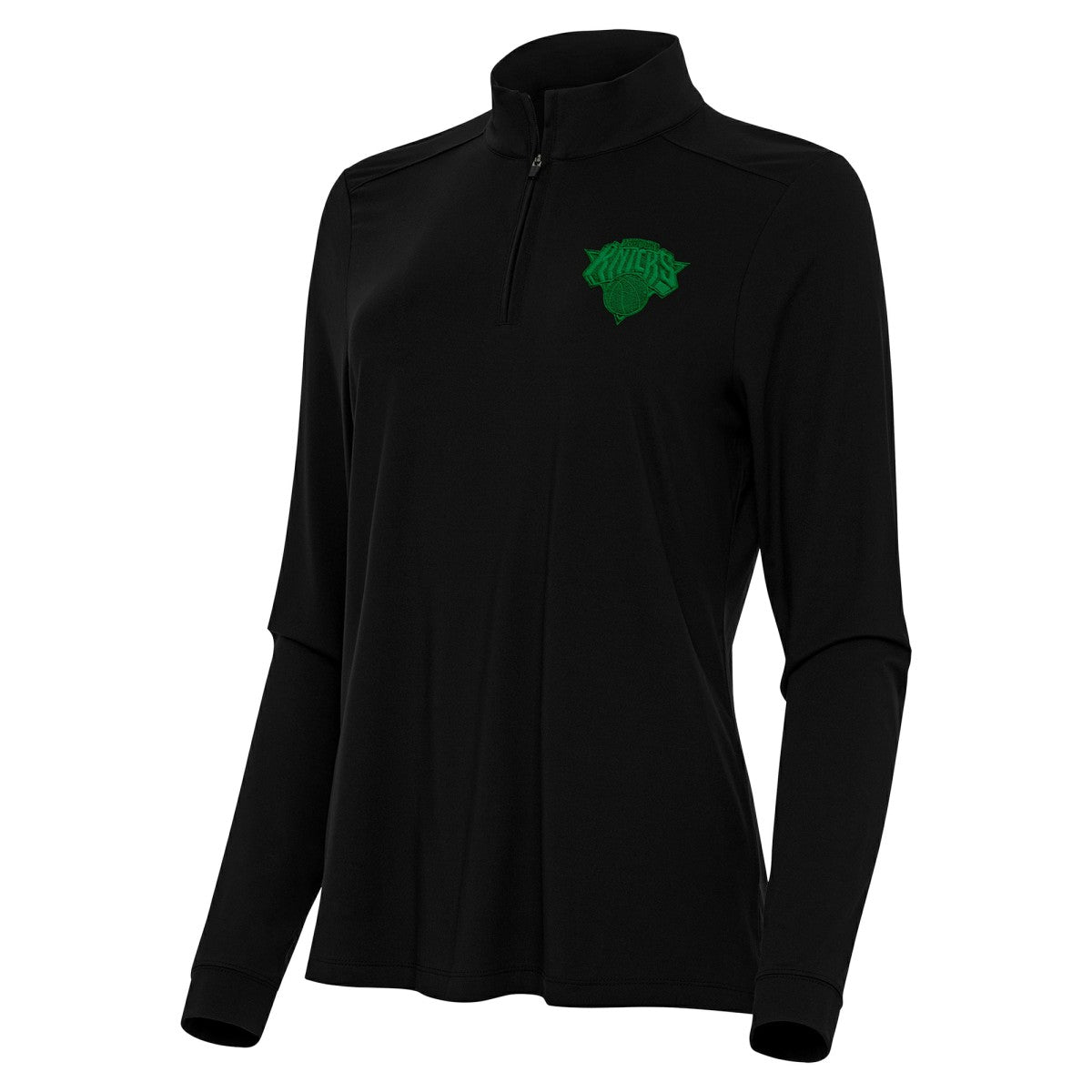 NBA - New York Knicks Antigua Women's St. Patrick's Day Intent Quarter-Zip Top - Black