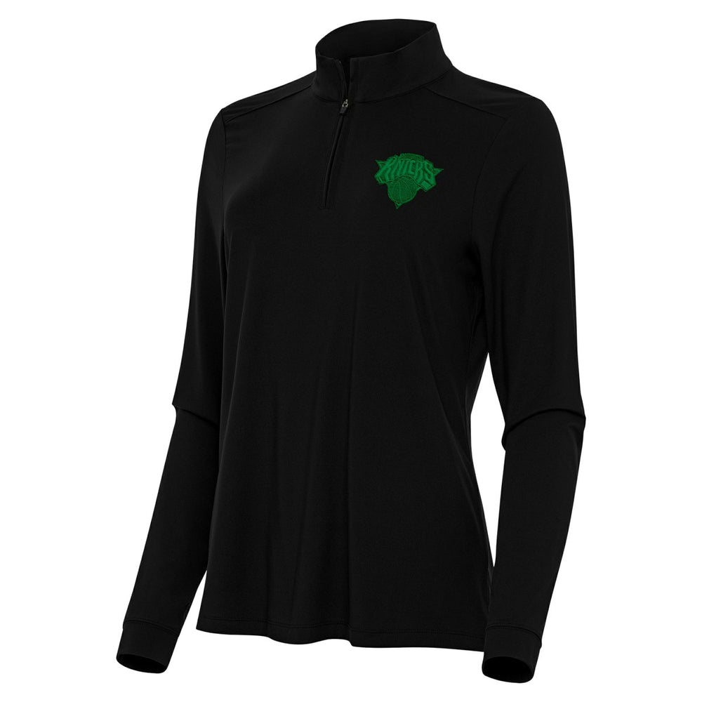 NBA - New York Knicks Antigua Women's St. Patrick's Day Intent Quarter-Zip Top - Black