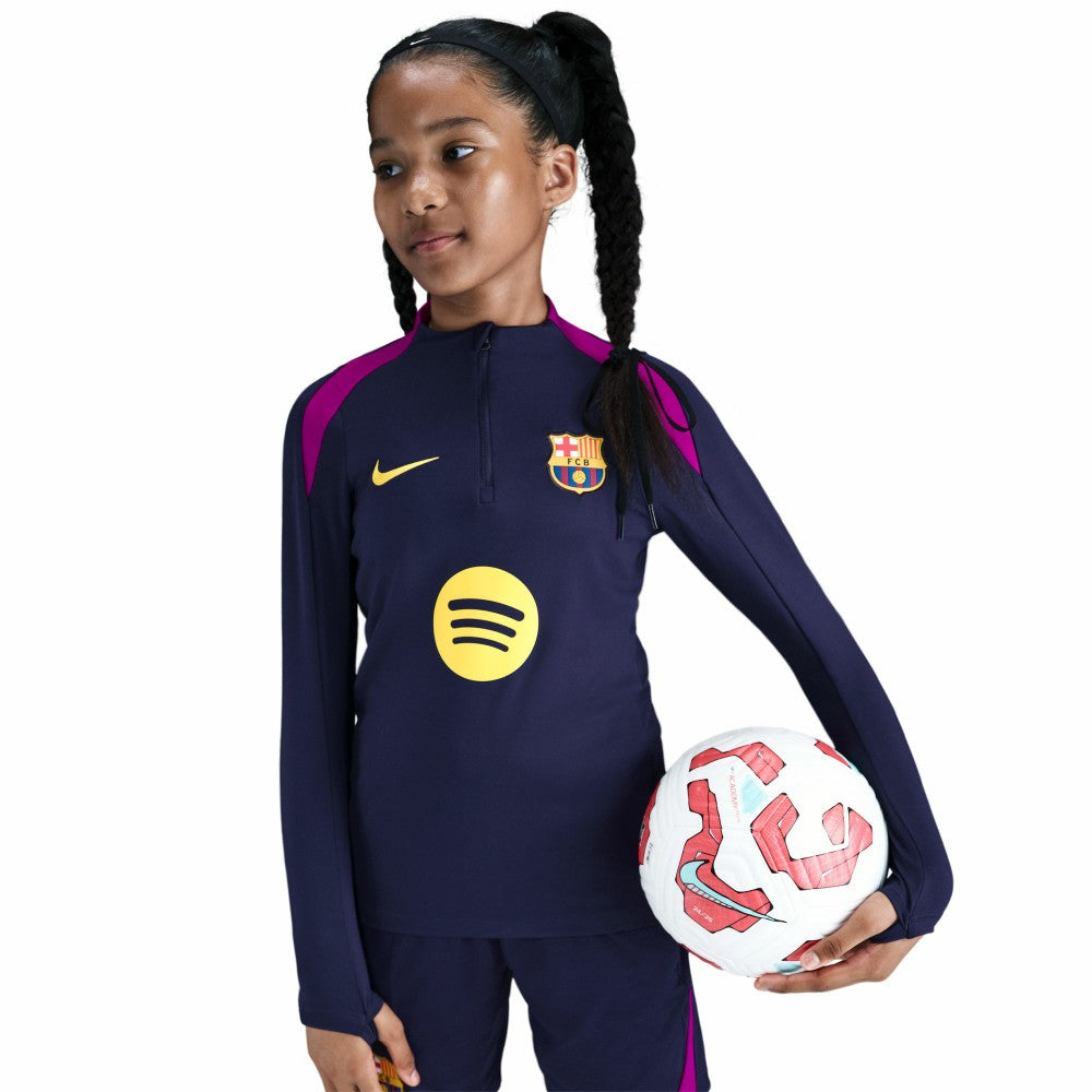 Nike Barcelona Youth 2025/26 Strike Drill Quarter-Zip Dri-FIT Long Sleeve Top - Navy