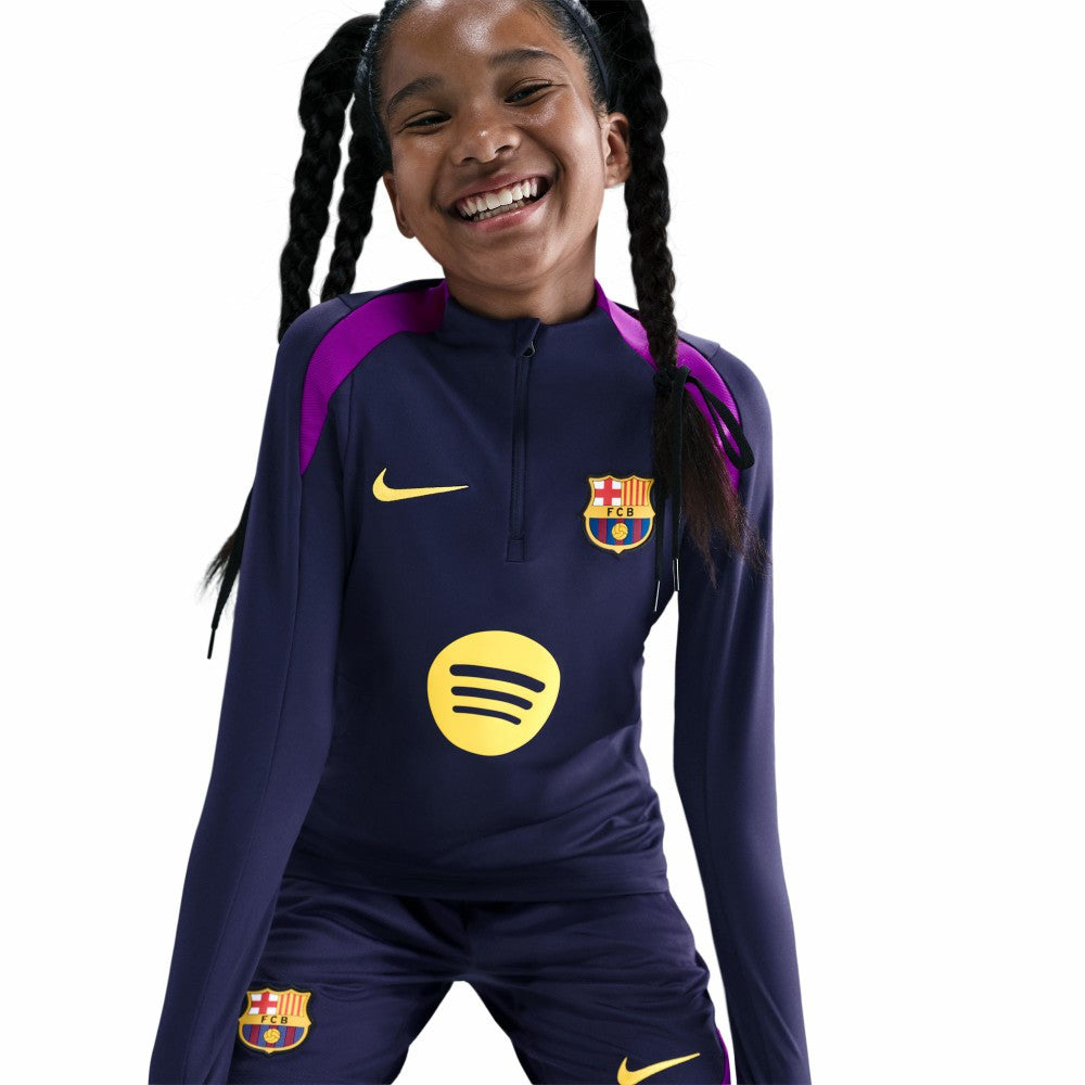 Nike Barcelona Youth 2025/26 Strike Drill Quarter-Zip Dri-FIT Long Sleeve Top - Navy