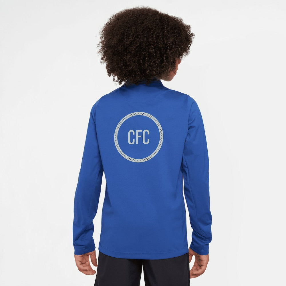 Nike Chelsea Youth 2025/26 Strike Drill Quarter-Zip Dri-FIT Long Sleeve Top - Blue