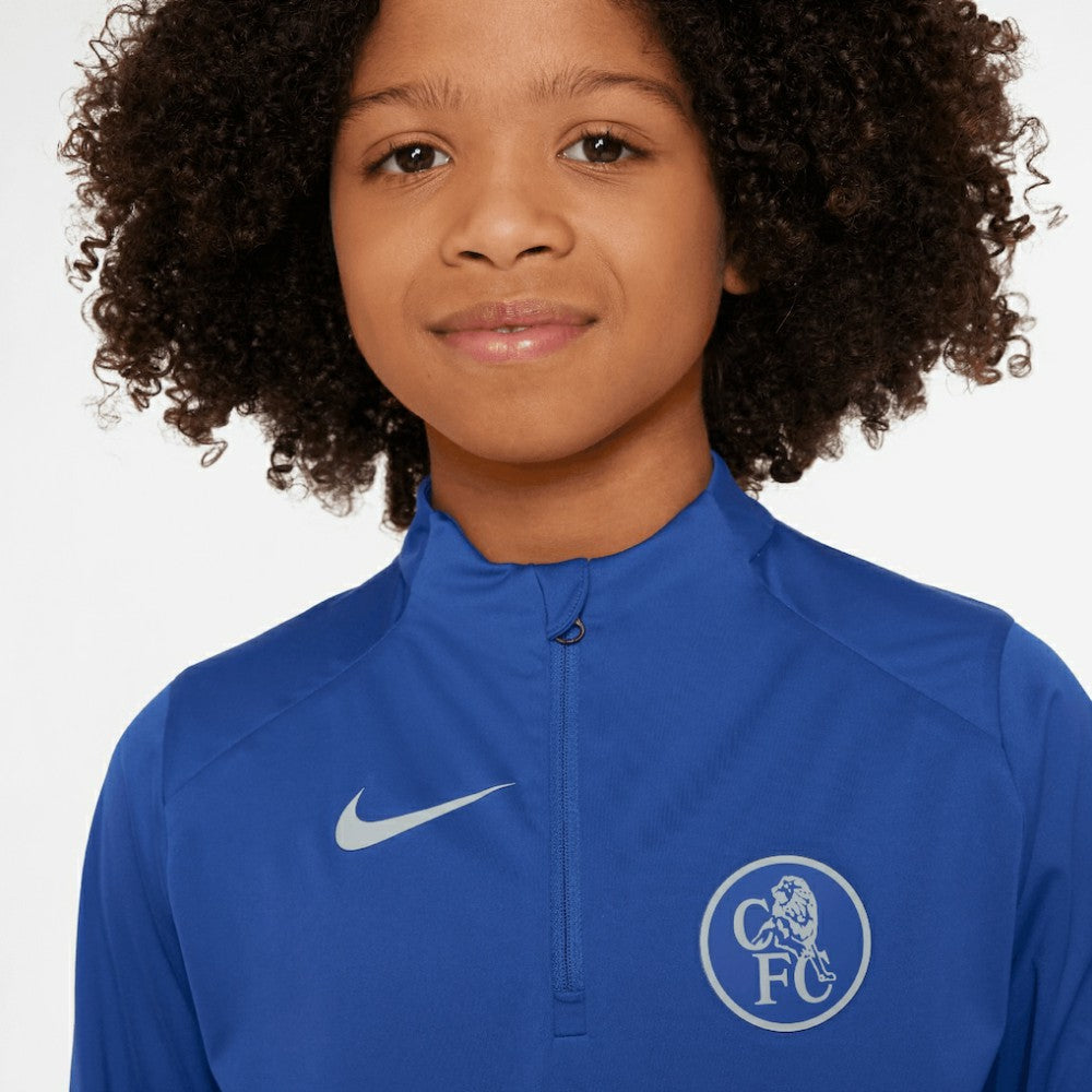 Nike Chelsea Youth 2025/26 Strike Drill Quarter-Zip Dri-FIT Long Sleeve Top - Blue