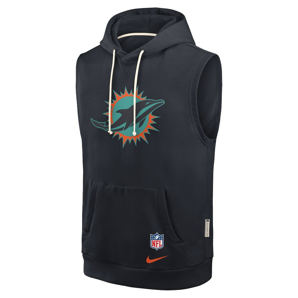 Miami Dolphins 2025 Rivalries Collection Standard Issue Sideline Dri-FIT Sleeveless Hoodie Pitch Blue - Nike