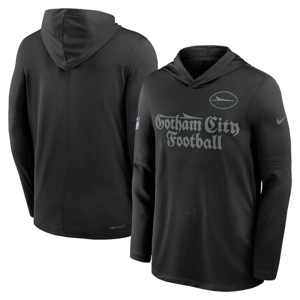New York Jets 2025 Rivalries Collection Sideline Dri-FIT Long Sleeve Hoodie T-Shirt Black - Nike