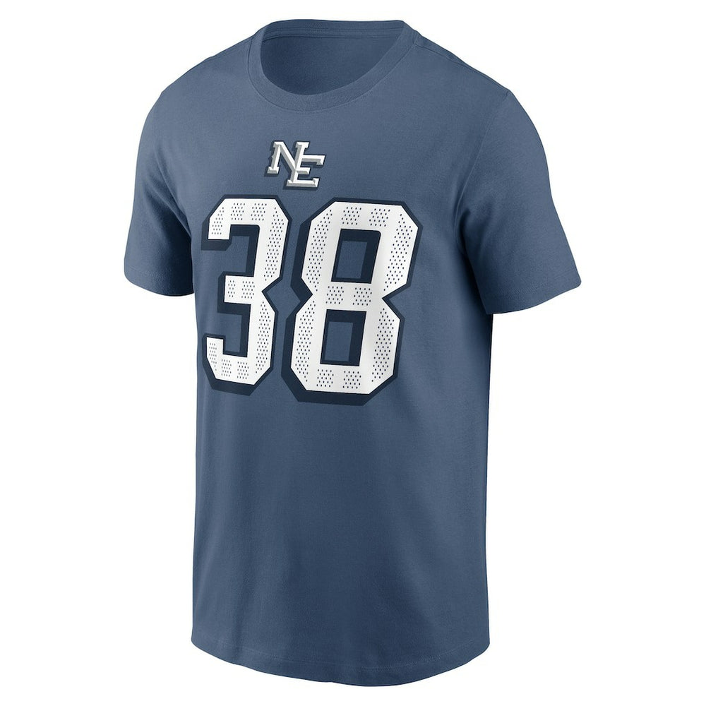 Rhamondre Stevenson New England Patriots 2025 Rivalries Collection Player Name & Number T-Shirt Storm Blue - Nike