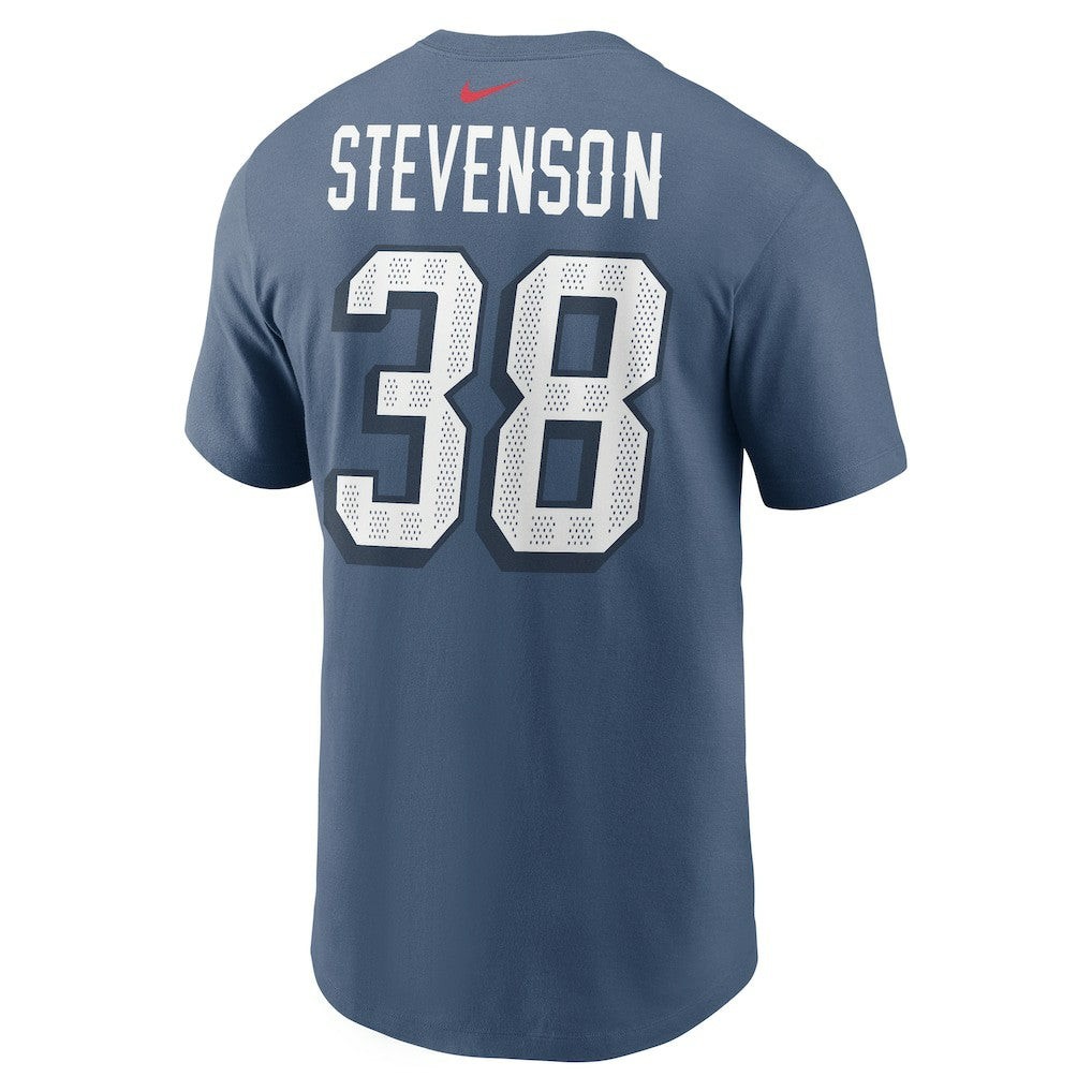 Rhamondre Stevenson New England Patriots 2025 Rivalries Collection Player Name & Number T-Shirt Storm Blue - Nike