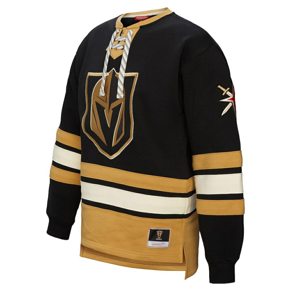 Vegas Golden Knights Mitchell & Ness Women's Heritage Lace-Up Pullover Sweatshirt Black