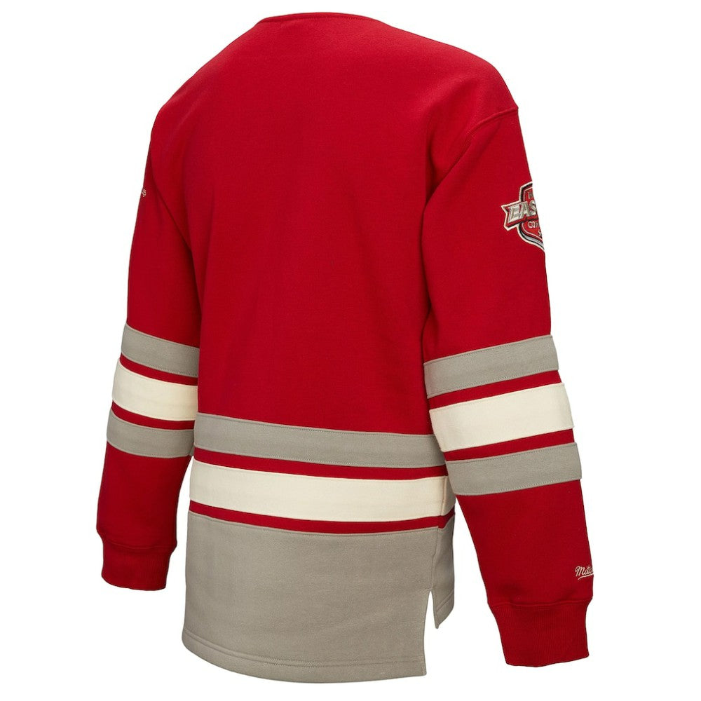 Detroit Red Wings - Mitchell & Ness Women's Heritage Lace-Up Pullover Sweatshirt Red
