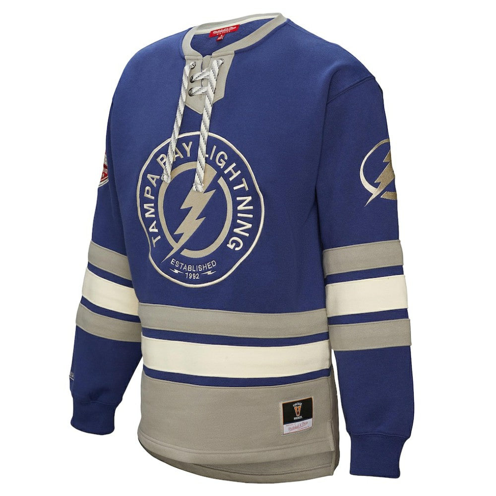 Tampa Bay Lightning - Mitchell & Ness Women's Heritage Lace-Up Pullover Sweatshirt Blue