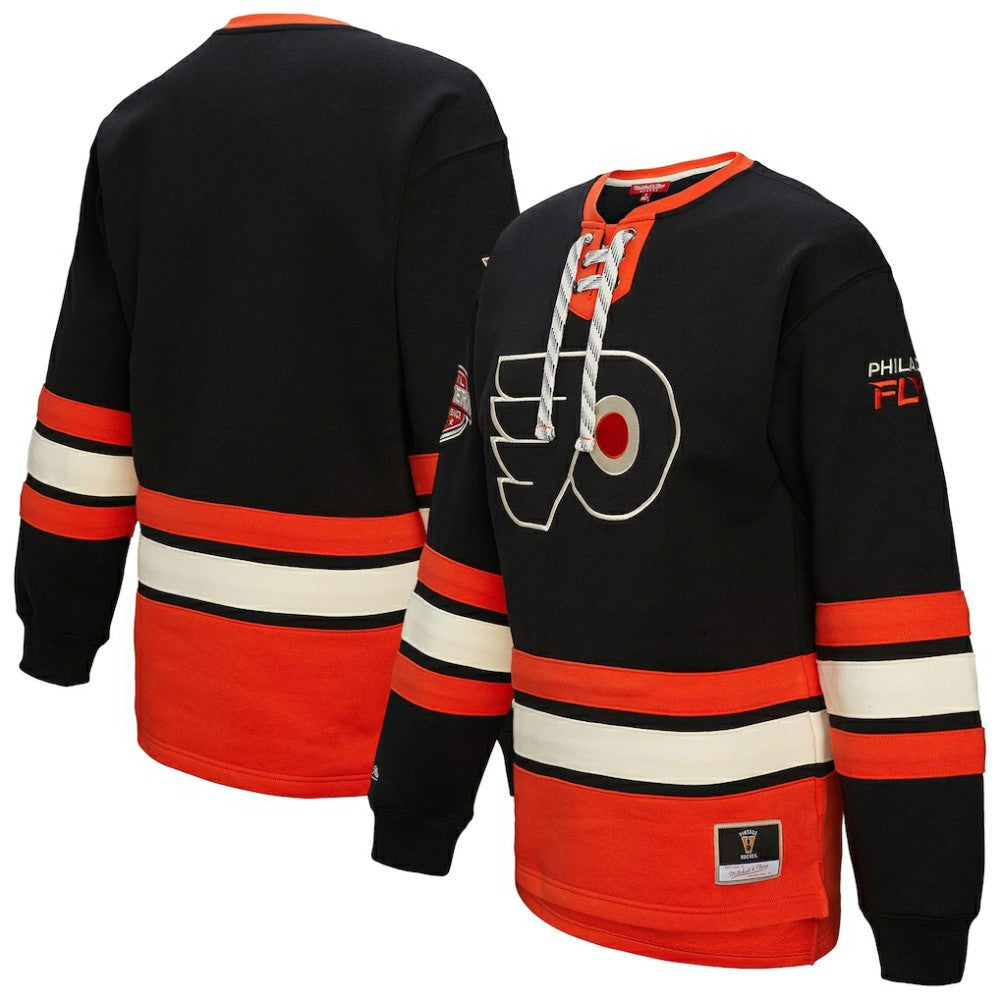 Philadelphia Flyers - Mitchell & Ness Women's Heritage Lace-Up Pullover Sweatshirt Black