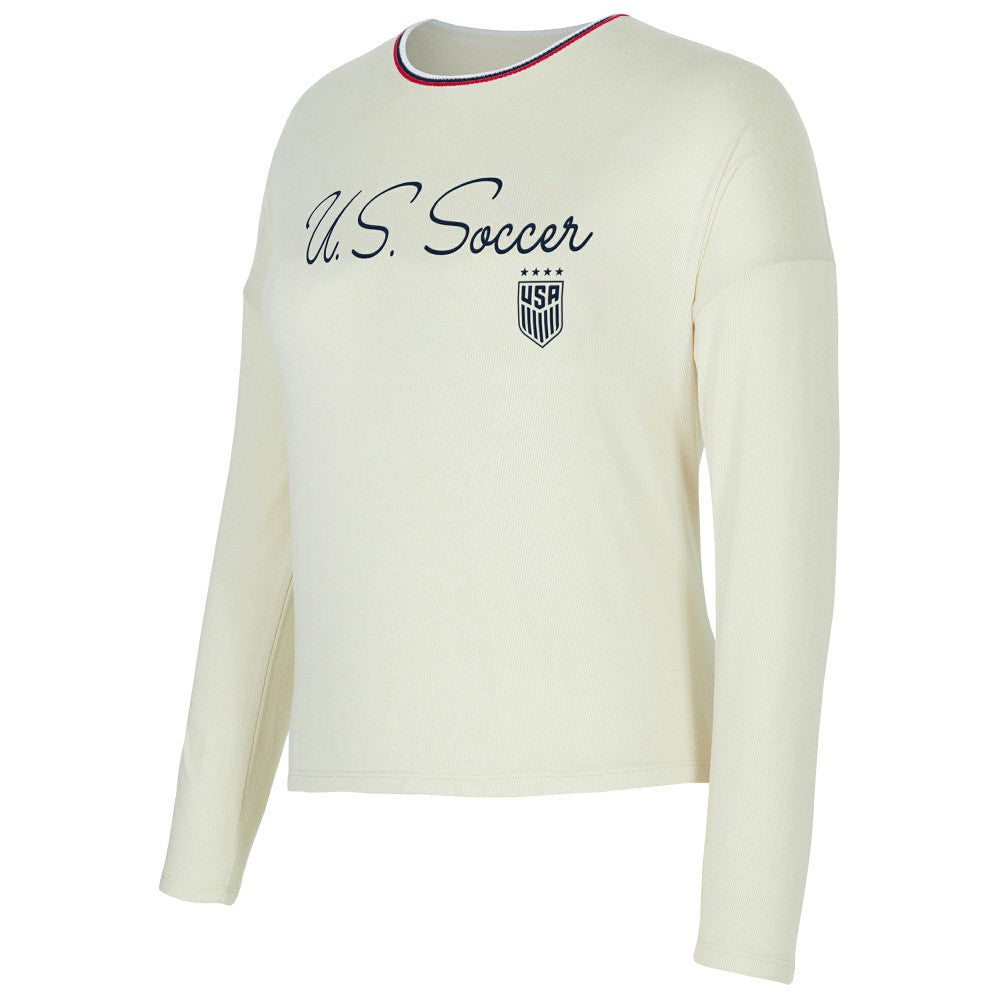 USWNT Concepts Sport Women's Kaki Hacci Knit Pullover Sweatshirt - Cream