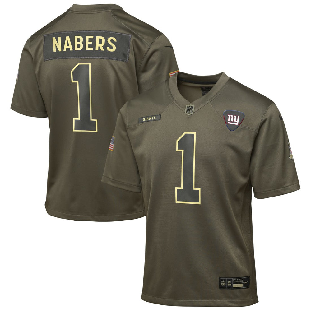 Malik Nabers New York Giants Youth 2025 Salute to Service Game Jersey Olive - Nike