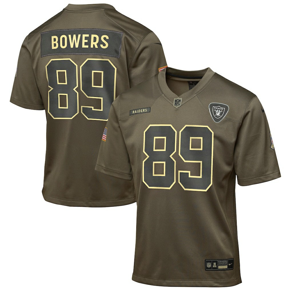 Brock Bowers Las Vegas Raiders Youth 2025 Salute to Service Game Jersey Olive - Nike