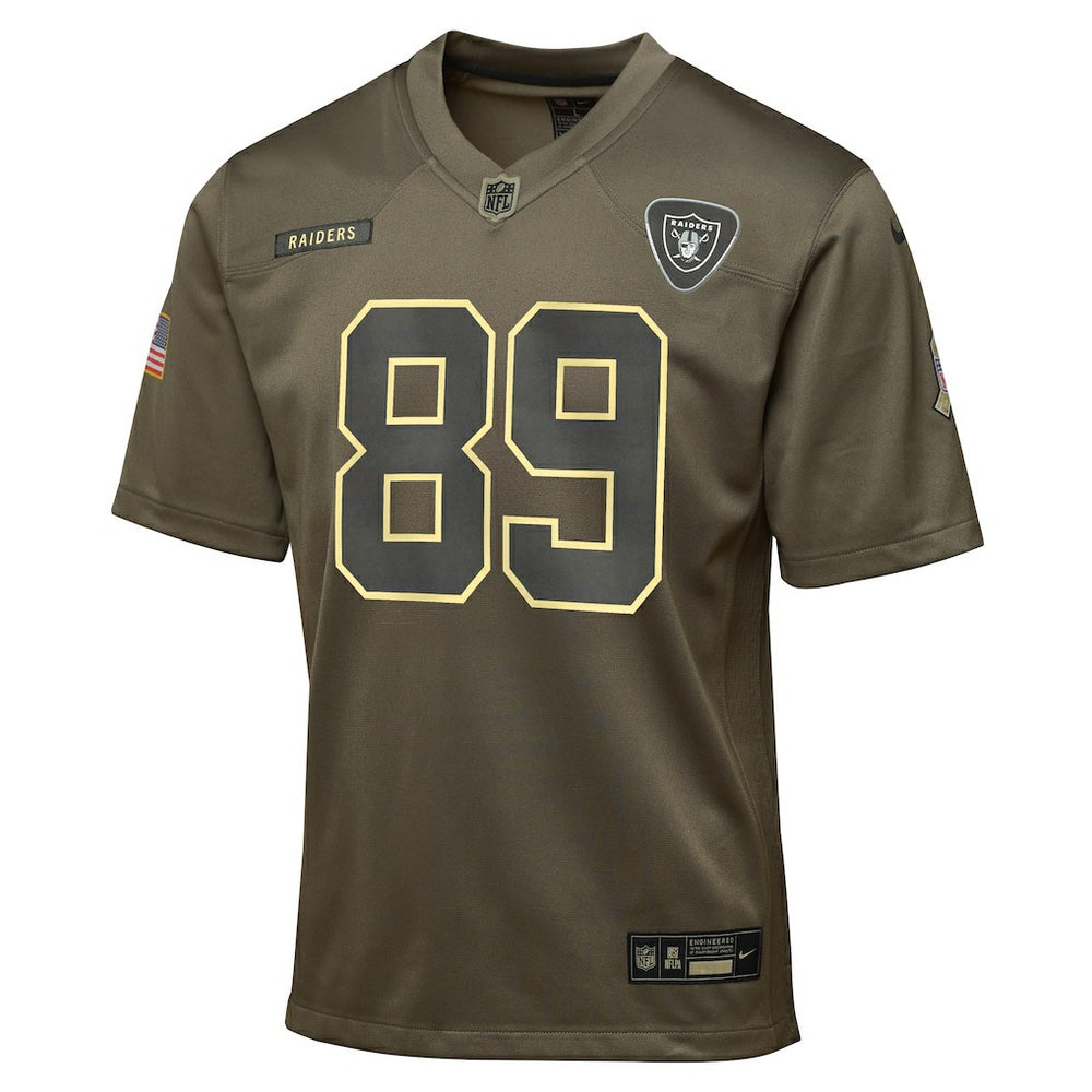 Brock Bowers Las Vegas Raiders Youth 2025 Salute to Service Game Jersey Olive - Nike
