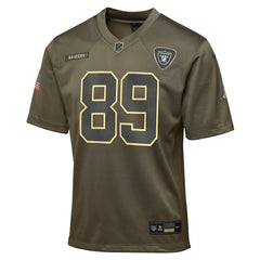 Brock Bowers Las Vegas Raiders Youth 2025 Salute to Service Game Jersey Olive - Nike
