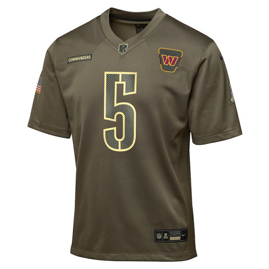 Jayden Daniels Washington Commanders Youth 2025 Salute to Service Game Jersey - Olive | NFL Jerseys