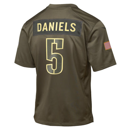 Jayden Daniels Washington Commanders Youth 2025 Salute to Service Game Jersey - Olive | NFL Jerseys