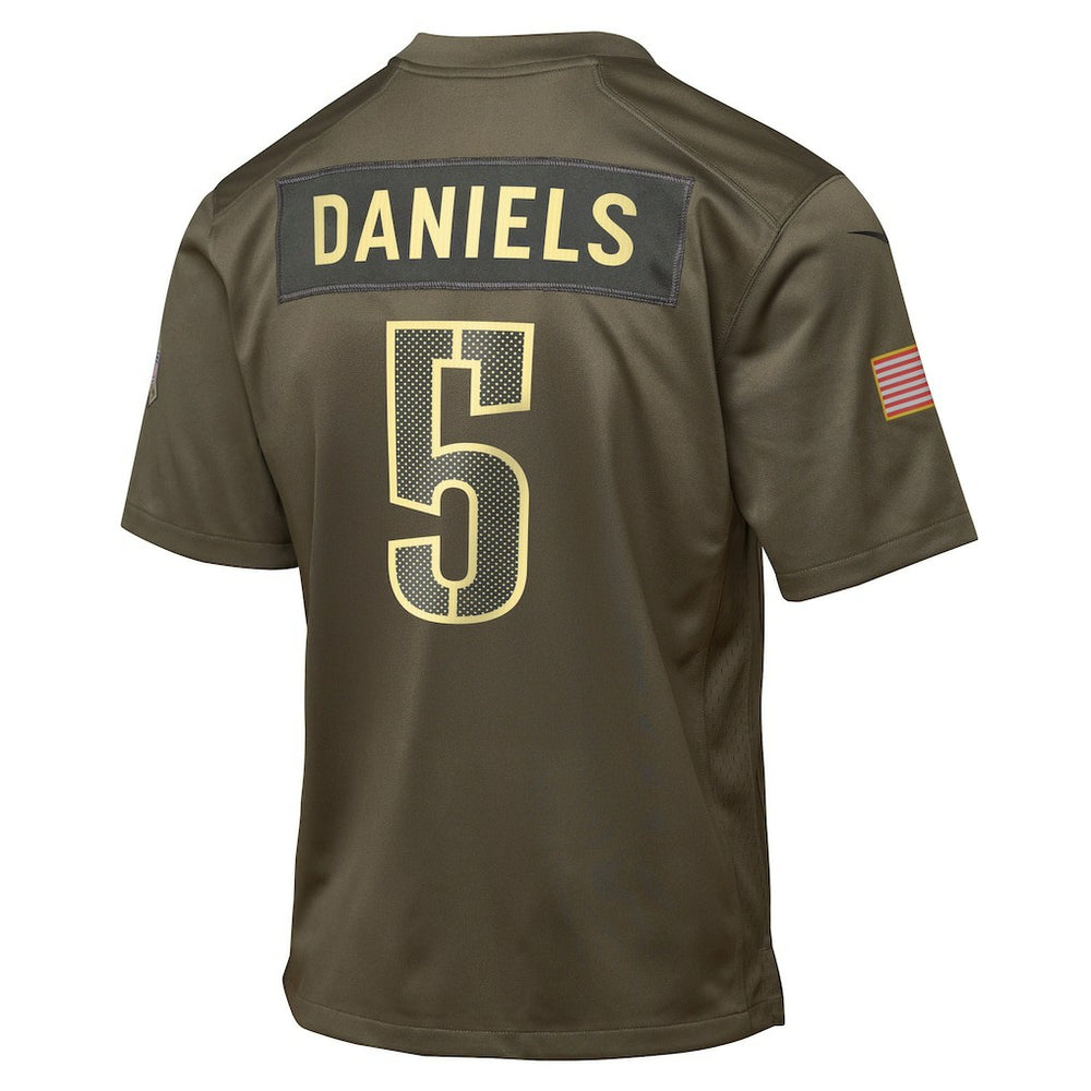 Jayden Daniels Washington Commanders Youth 2025 Salute to Service Game Jersey Olive - Nike