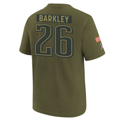 Saquon Barkley Philadelphia Eagles Youth 2025 Salute to Service Name & Number T-Shirt Olive - Nike
