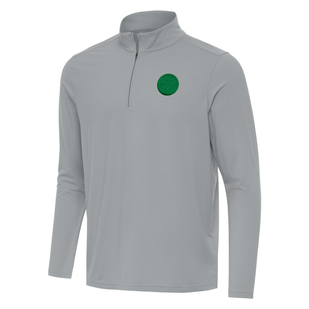 Pittsburgh Steelers Antigua St Patrick Day Intent Quarter-Zip Pullover Top Gray - NFL