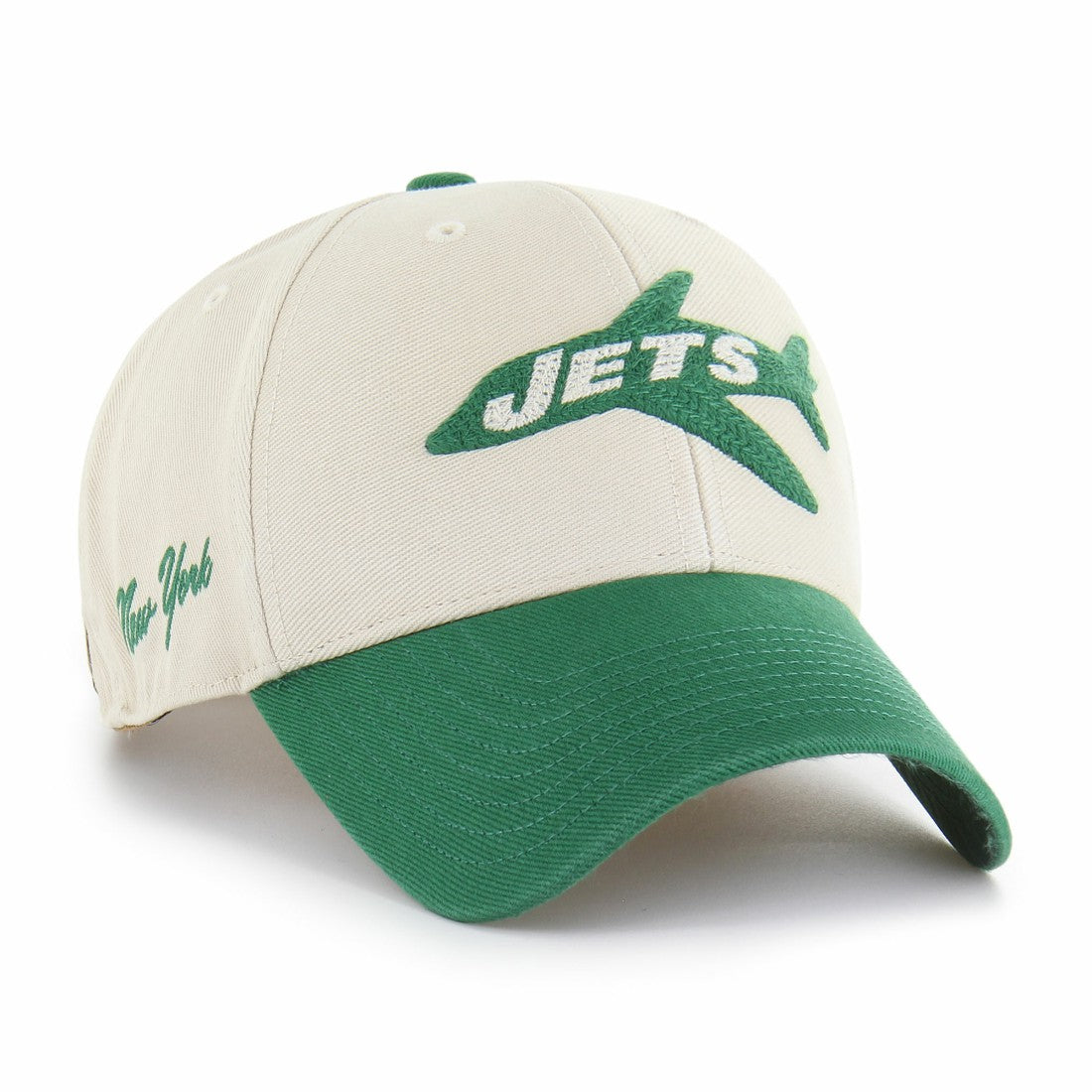 New York Jets '47 Fairfield MVP Throwback Adjustable Hat Cream/Kelly Green - 47 brand
