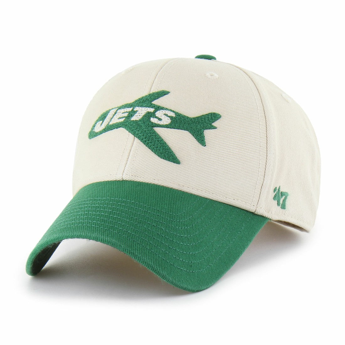 New York Jets '47 Fairfield MVP Throwback Adjustable Hat Cream/Kelly Green - 47 brand