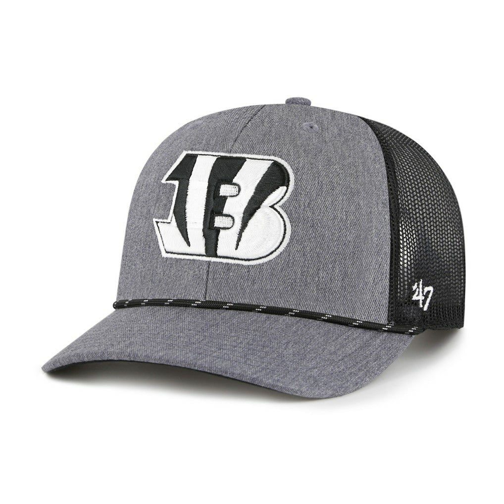 Cincinnati Bengals '47 Carbon Rope Trucker Adjustable Hat Heather Charcoal - 47 brand