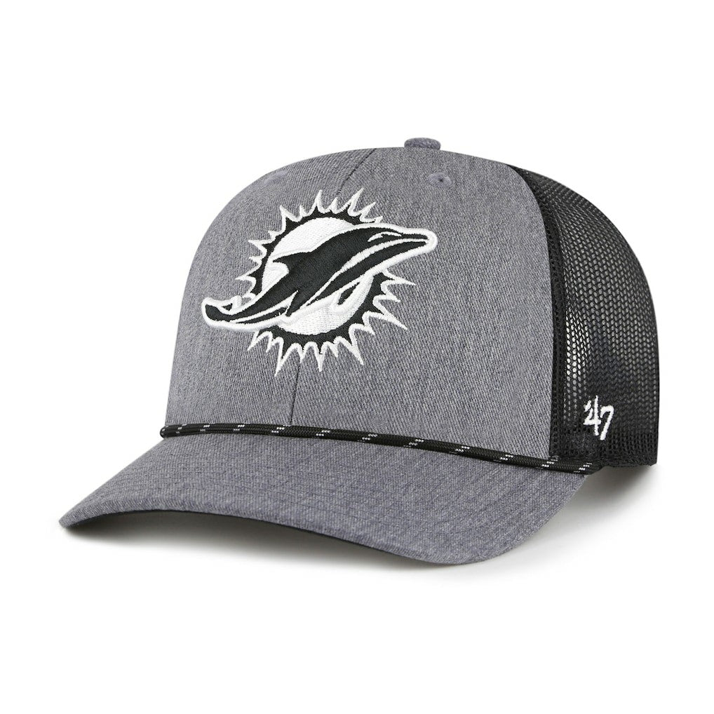 Miami Dolphins '47 Carbon Rope Trucker Adjustable Hat Heather Charcoal - 47 brand