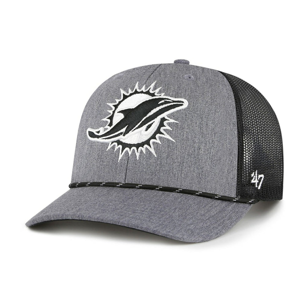 Miami Dolphins '47 Carbon Rope Trucker Adjustable Hat Heather Charcoal - 47 brand