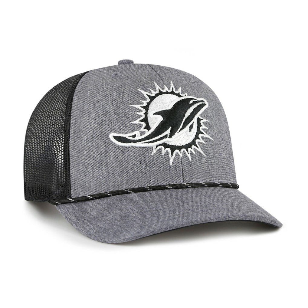 Miami Dolphins '47 Carbon Rope Trucker Adjustable Hat Heather Charcoal - 47 brand