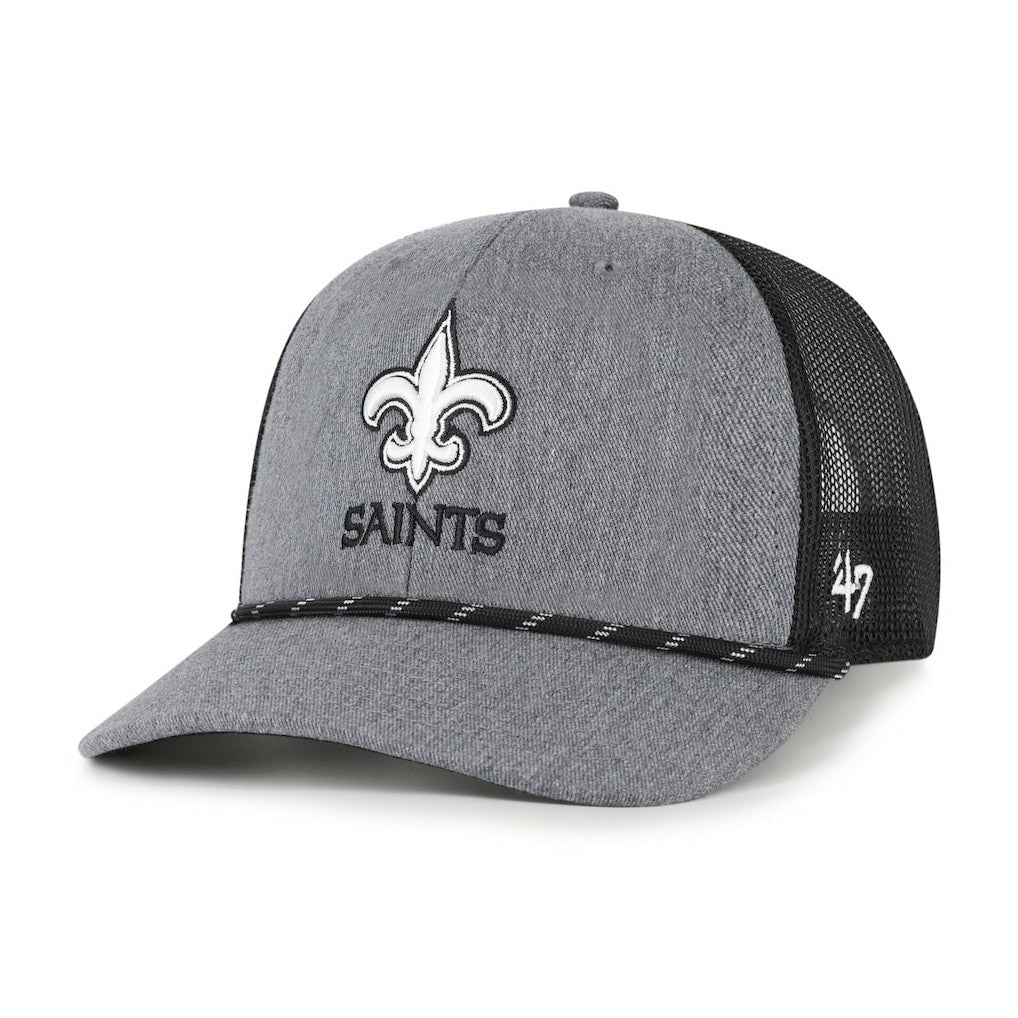 New Orleans Saints '47 Carbon Rope Trucker Adjustable Hat Heather Charcoal - 47 brand