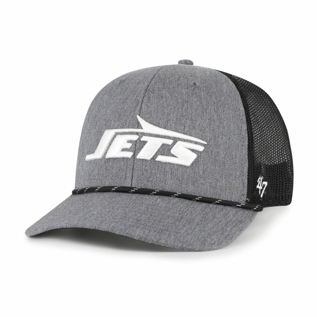 New York Jets '47 Carbon Rope Trucker Adjustable Hat Heather Charcoal - 47 brand