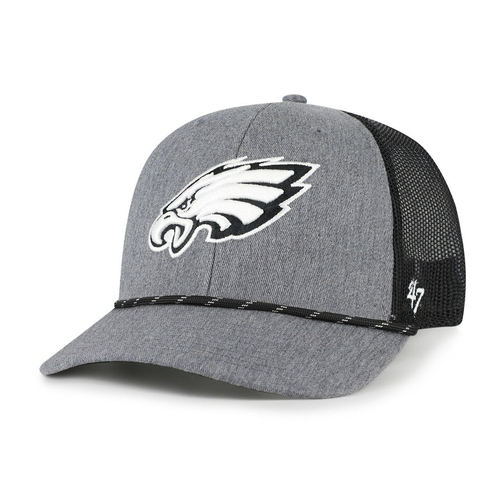 Philadelphia Eagles '47 Carbon Rope Trucker Adjustable Hat Heather Charcoal - 47 brand