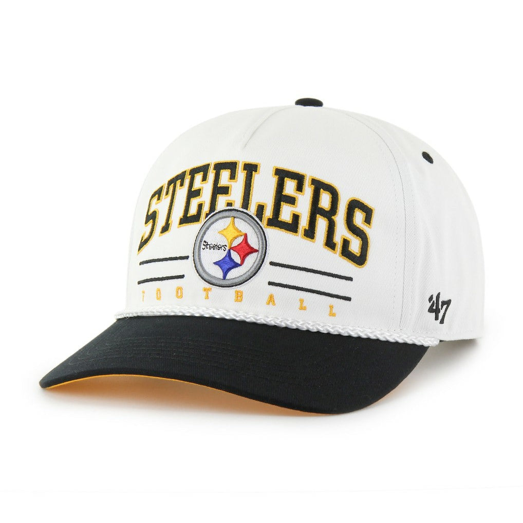 Pittsburgh Steelers '47 Roscoe Two-Toned Hitch Adjustable Hat White/Black - 47 brand