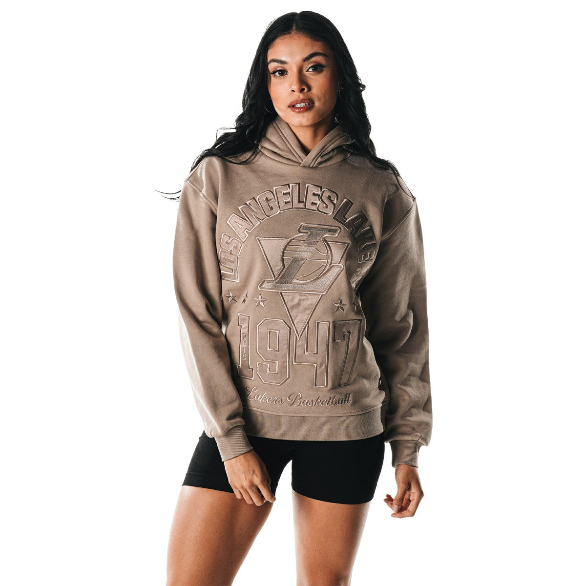 NBA - Los Angeles Lakers The Wild Collective Women's Satin Pullover Hoodie - Gray