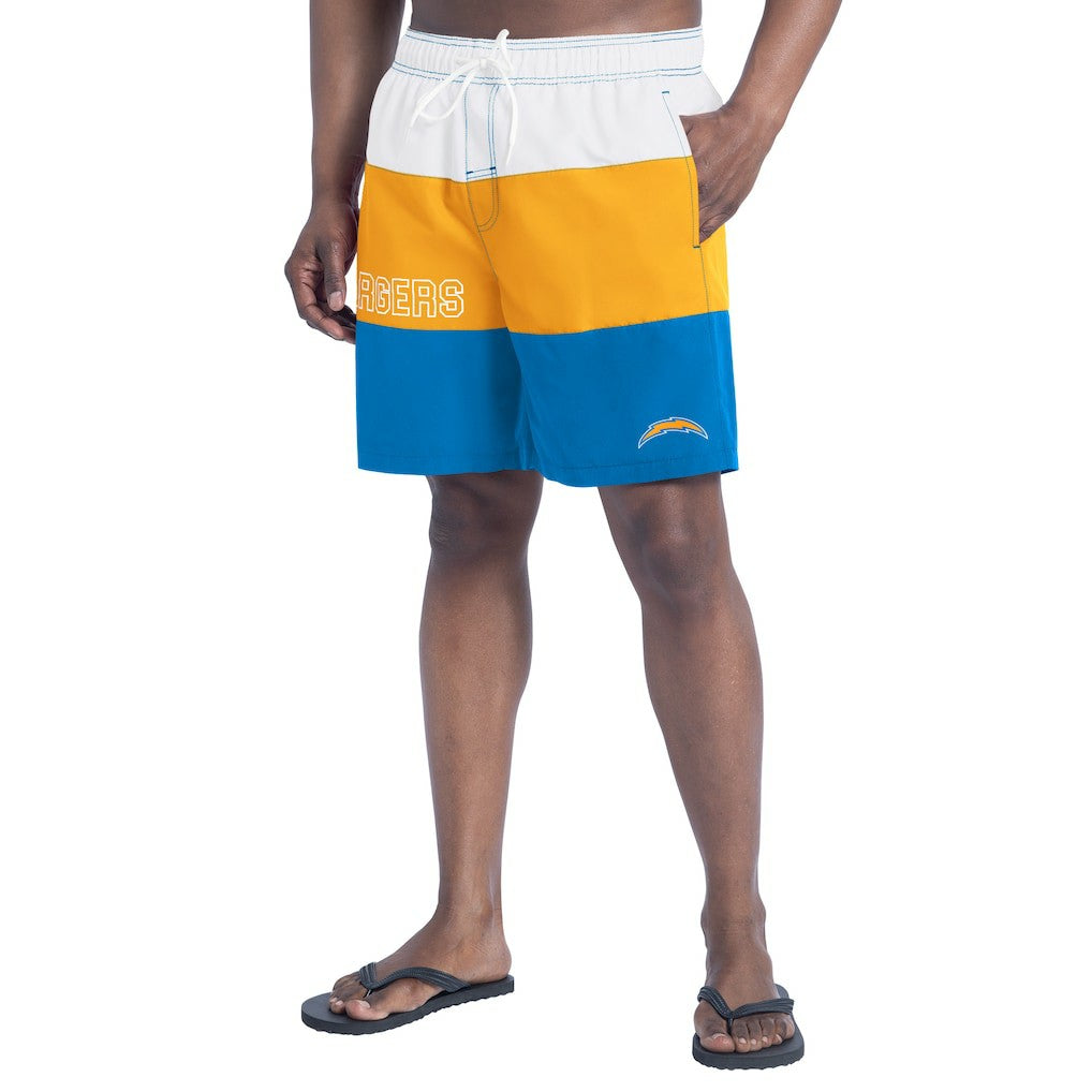 Los Angeles Chargers G-III Sports by Carl Banks Sunrise Volley Swim Shorts Powder Blue/Gold - NFL