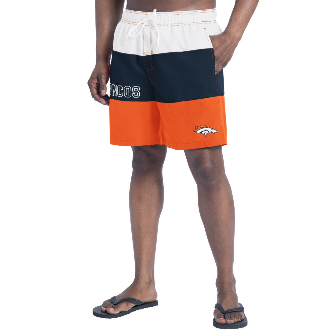 Denver Broncos G-III Sports by Carl Banks Sunrise Volley Swim Shorts Orange/Navy - NFL