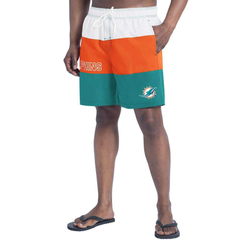 Miami Dolphins G-III Sports by Carl Banks Sunrise Volley Swim Shorts Aqua/Orange - NFL