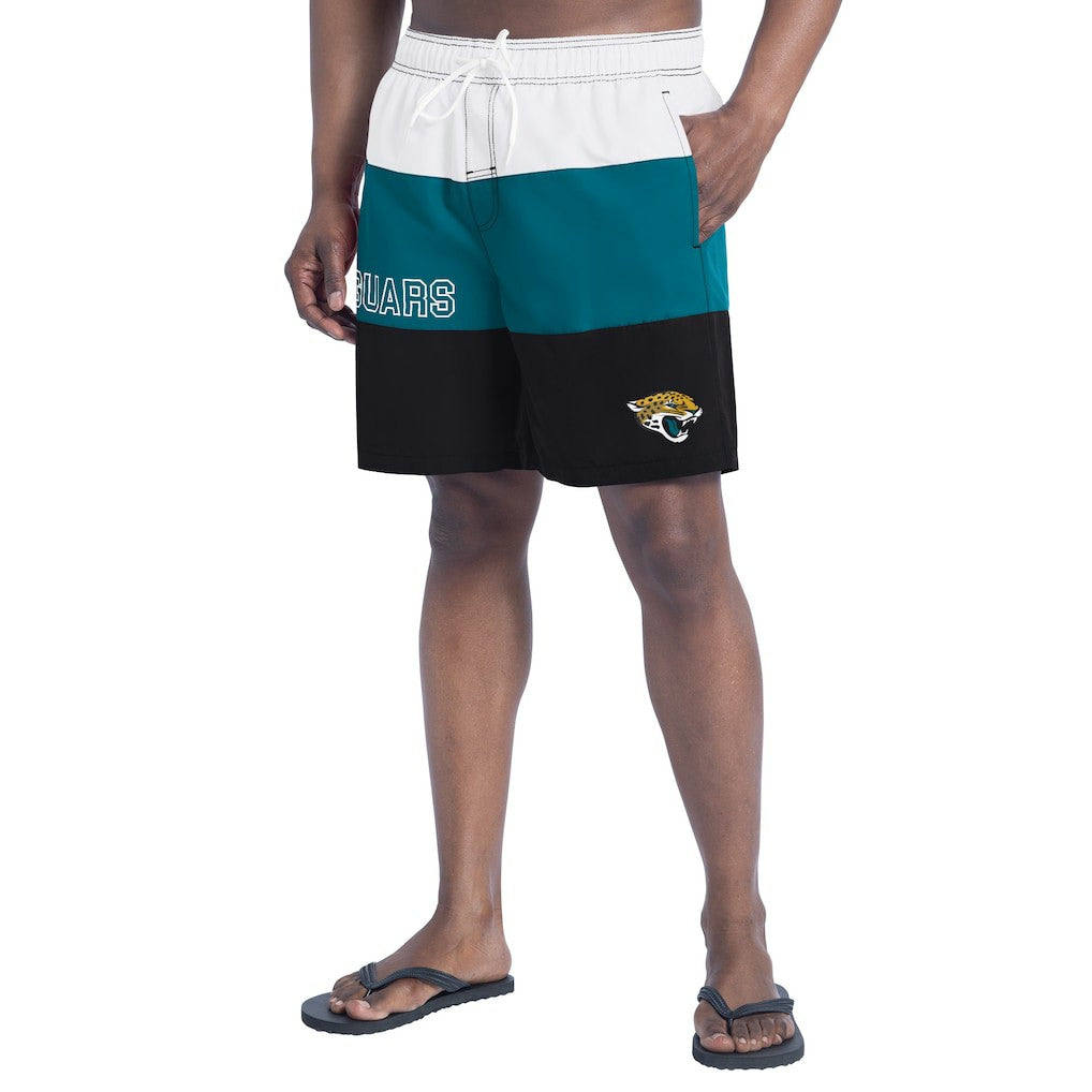 Jacksonville Jaguars G-III Sports by Carl Banks Sunrise Volley Swim Shorts Black/Teal - NFL
